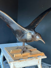 Load image into Gallery viewer, Hand-Carved Chestnut Wooden Albatross/Seagull Bird Sculpture | French Unique Rare