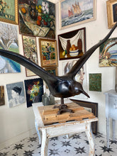 Load image into Gallery viewer, Hand-Carved Chestnut Wooden Albatross/Seagull Bird Sculpture | French Unique Rare
