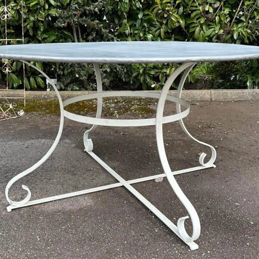 Round Zinc Garden Table 135cm | French Château Style | Seats 6-8 ...