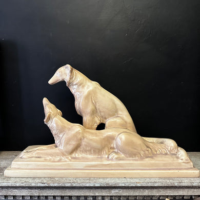 French Art Deco Greyhound/Borzois Group — c.1930 Fiaence Ceramic