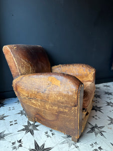A Fine Pair of Elegantly Knackered French Leather Club Chairs