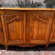 Load image into Gallery viewer, Antique French Louis XV Style Sideboard with Breakfront and Curved Ends, Marquetry Top.