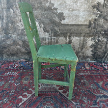 Load image into Gallery viewer, Rustic French Farmhouse Kitchen Chair — Original Green Paint