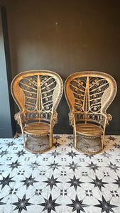 Stunning Pair of Emmanuelle Peacock by Koq Maison Throne Chairs - RARE