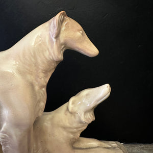 French Art Deco Greyhound/Borzois Group — c.1930 Fiaence Ceramic