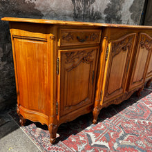 Load image into Gallery viewer, Antique French Louis XV Style Sideboard with Breakfront and Curved Ends, Marquetry Top.