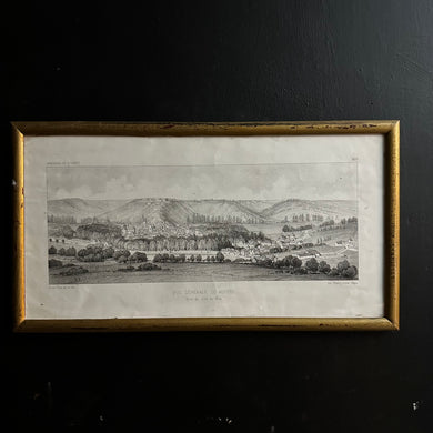 Victor Petit “Vue Générale de Noyers” (1850) French Antique Lithograph