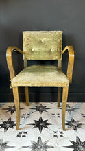 Load image into Gallery viewer, French 1940’s Original Green Velvet Bridge Open Arm Chair