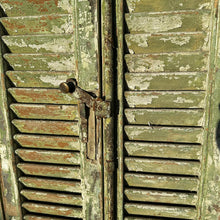 Load image into Gallery viewer, Tall Antique French Louvre Shutters — Original Green Chippy Paint | 174cm