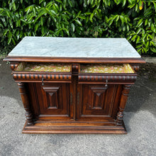 Load image into Gallery viewer, Antique French Napoleon 111 Walnut Marble-Topped Cabinet c.1870