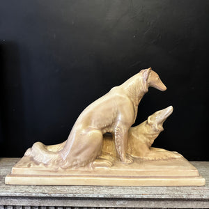 French Art Deco Greyhound/Borzois Group — c.1930 Fiaence Ceramic