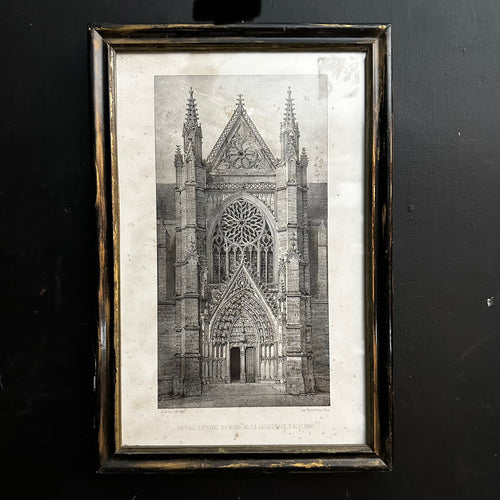 Victor Petit — Auxerre Cathedral - French Antique Lithograph 1847
