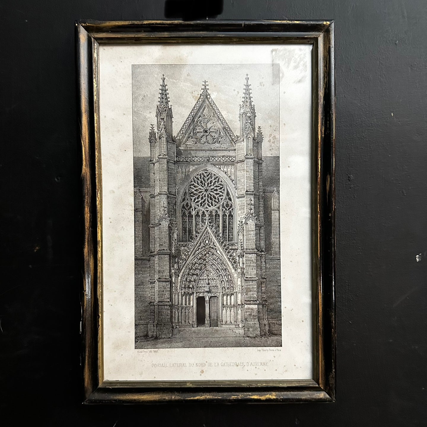 Victor Petit — Auxerre Cathedral - French Antique Lithograph 1847