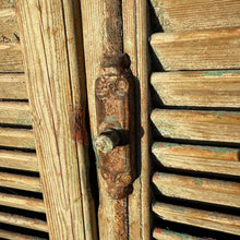 Load image into Gallery viewer, Antique French Louvre Shutters — Weathered Timber Patina &amp; Original Ironmongery | 139cm