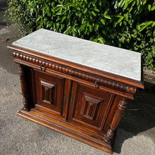 Load image into Gallery viewer, Antique French Napoleon 111 Walnut Marble-Topped Cabinet c.1870
