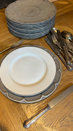 French Antique Pewter Charger Plates