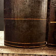 Load image into Gallery viewer, Collection of Four Monumental 19th-Century French Leather &amp; Gilt Notaire Archive Boxes, 1845–1882, Faux Books.
