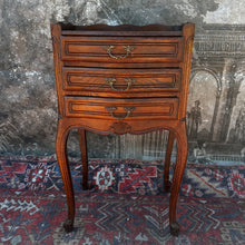 Load image into Gallery viewer, French Antique Louis XV Oak Nightstand with 3 Drawers