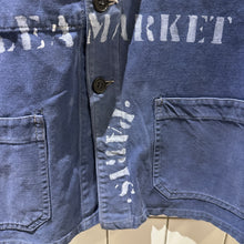 Load image into Gallery viewer, Vintage French “Brocante Market” Chore Jacket – Hand Stencilled Workwear Coat Chest 100cm