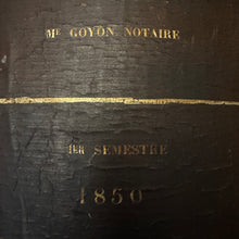 Load image into Gallery viewer, Collection of Four Monumental 19th-Century French Leather &amp; Gilt Notaire Archive Boxes, 1845–1882, Faux Books.