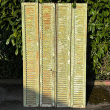 Load image into Gallery viewer, Tall Antique French Louvre Shutters — Original Green Chippy Paint | 174cm
