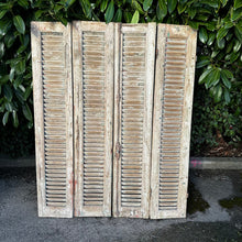 Load image into Gallery viewer, Antique French Louvre Shutters — Weathered Timber Patina &amp; Original Ironmongery | 139cm