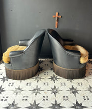 Load image into Gallery viewer, Stunning Pair of French Black Leather Crapaud Cocktail Chairs 1940’s Immaculate Condition