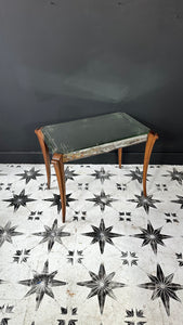 Original French 1930’s Mirror Side Table. Etched Mirror Glass. Dainty French Chic.