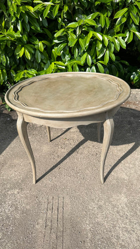 French Antique Low Table Louis Fluted Tray Top Painted Antique Finish