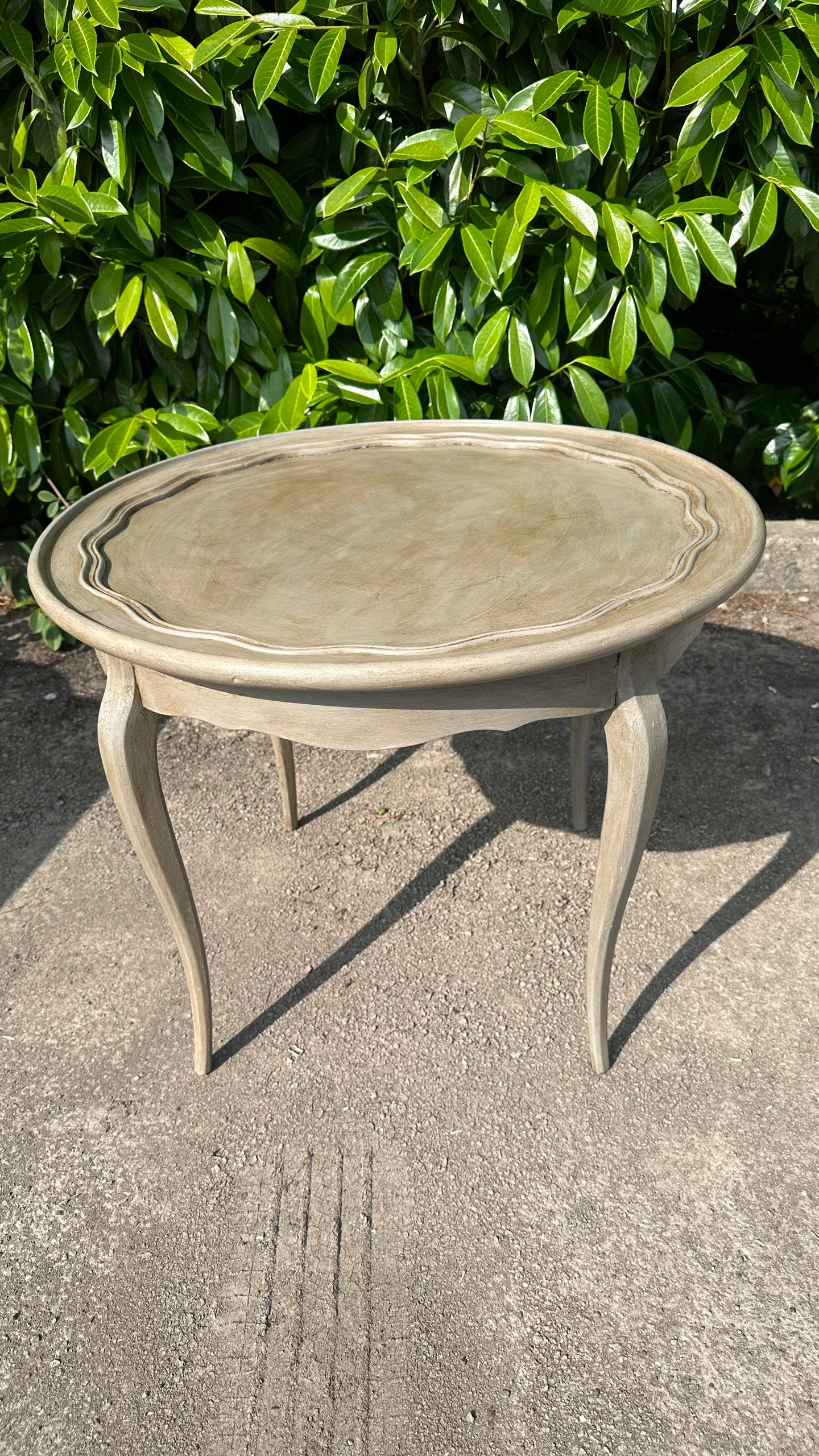 French Antique Low Table Louis Fluted Tray Top Painted Antique Finish