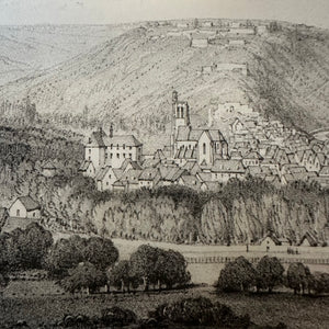 Victor Petit “Vue Générale de Noyers” (1850) French Antique Lithograph