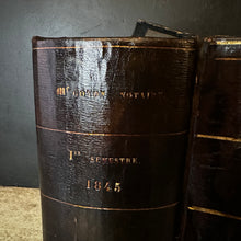 Load image into Gallery viewer, Collection of Four Monumental 19th-Century French Leather &amp; Gilt Notaire Archive Boxes, 1845–1882, Faux Books.