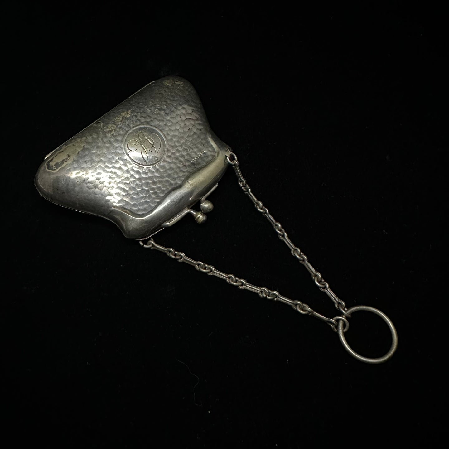 Vintage Silver Purse Bag - Blue Lining - One of a Kind