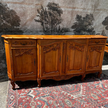 Load image into Gallery viewer, Antique French Louis XV Style Sideboard with Breakfront and Curved Ends, Marquetry Top.