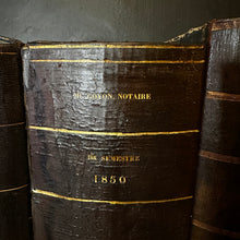 Load image into Gallery viewer, Collection of Four Monumental 19th-Century French Leather &amp; Gilt Notaire Archive Boxes, 1845–1882, Faux Books.