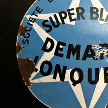 Load image into Gallery viewer, French Enamel Advertising Sign — “Super Blanc Demarle Lonquety” (c.1930–1950)