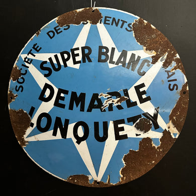 French Enamel Advertising Sign — “Super Blanc Demarle Lonquety” (c.1930–1950)