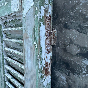 Incredible French Antique Window Shutters Green/White Decorators Dream!
