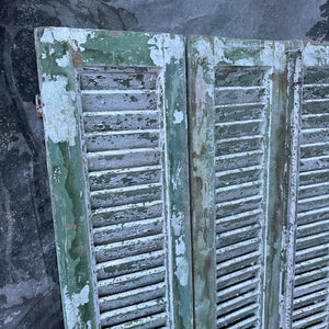 Incredible French Antique Window Shutters Green/White Decorators Dream!