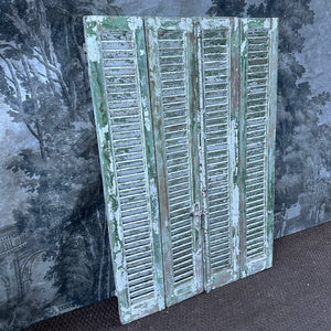 Incredible French Antique Window Shutters Green/White Decorators Dream!