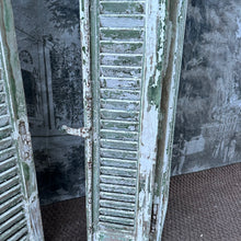 Load image into Gallery viewer, Incredible French Antique Window Shutters Green/White Decorators Dream!