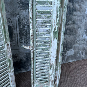 Incredible French Antique Window Shutters Green/White Decorators Dream!