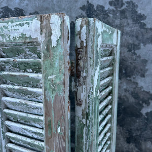 Incredible French Antique Window Shutters Green/White Decorators Dream!
