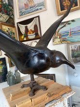 Load image into Gallery viewer, Hand-Carved Chestnut Wooden Albatross/Seagull Bird Sculpture | French Unique Rare