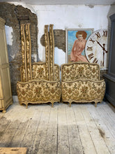 Load image into Gallery viewer, Pair of Antique French Upholstered Single Beds, circa 1900 – Painted Pine