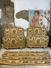 Load image into Gallery viewer, Pair of Antique French Upholstered Single Beds, circa 1900 – Painted Pine