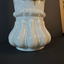 Load image into Gallery viewer, Beautiful French Antique White Milk Glass Vase Handpainted Gold/Orange - French General Trading