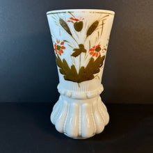 Load image into Gallery viewer, Beautiful French Antique White Milk Glass Vase Handpainted Gold/Orange - French General Trading