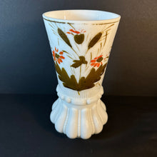 Load image into Gallery viewer, Beautiful French Antique White Milk Glass Vase Handpainted Gold/Orange - French General Trading