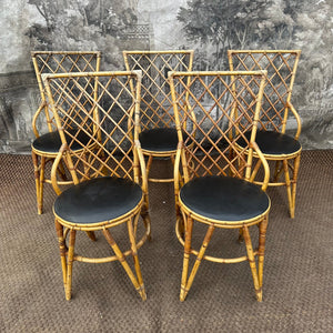 Fabulous Vintage French Bamboo Dining Chairs SET of 5 - French General Trading